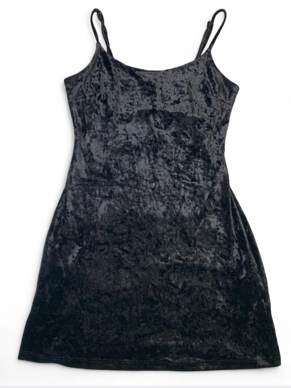 Forever 21 Black Velvet Slip Dress with Adjustable Spaghetti Straps Whimsigoth S